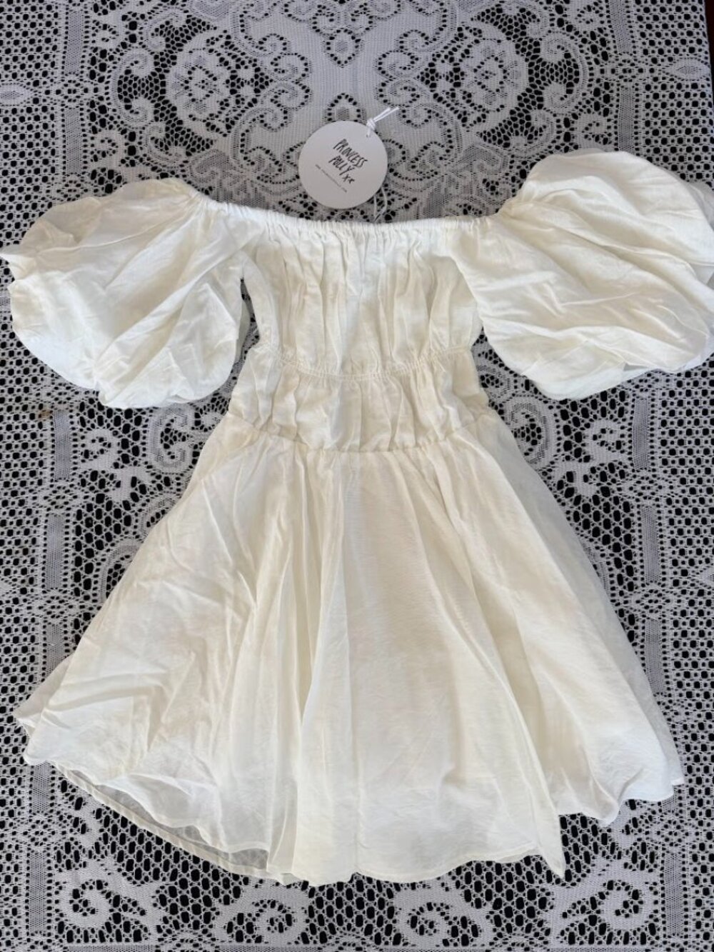 NWT White Puff-Sleeve Mini Dress / Princess Polly - Size XS/S